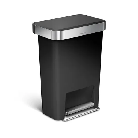 BOXED SIMPLEHUMAN 45L PLASTIC RECTANGULAR PEDAL BIN WITH LINER POCKET