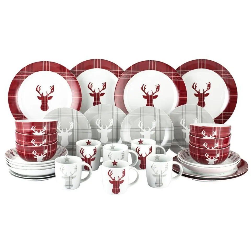 BESSETTE HIGHLAND STAG 30 PIECE DINNERWARE SET 