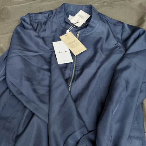VILA PLAIN BOMBER JACKET – BLUE PETROL, UK 10 (M)