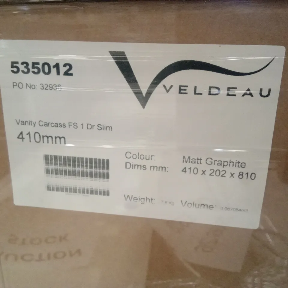 PALLET OF APPROXIMATELY 10 x VELDEAU VANITY CARCASSES FS 1 DR SLIM