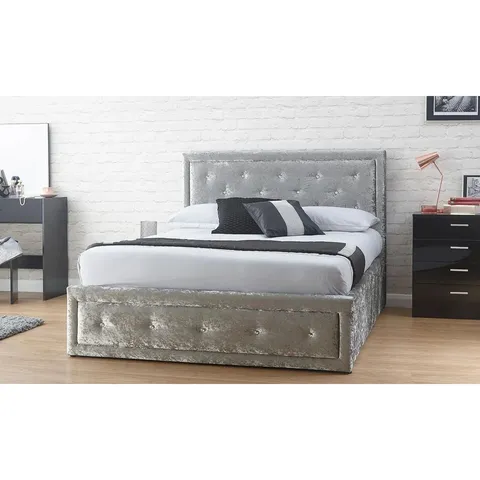 BOXED HOLLYWOOD CRUSHED VELVET UPHOLSTERED 5FT OTTOMAN BED (2 BOXES)