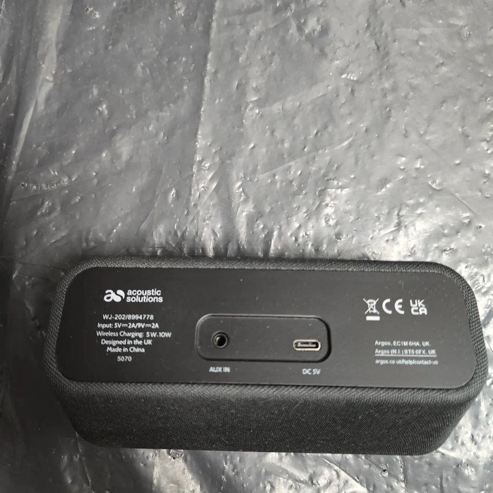 AS ACOUSTIC SOLUTIONS PORTABLE BLUETOOTH SPEAKER WITH WIRELESS CHARGING