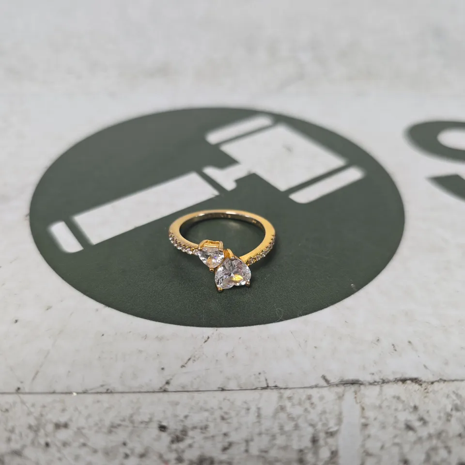 PANDORA YELLOW GOLD DIAMOND RING WITH CENTRAL DIAMOND & PAVÉ-SET BAND