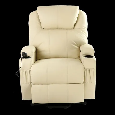 BOXED CREAM LEATHER RISE & RECLINER EASY CHAIR (2 BOXES)