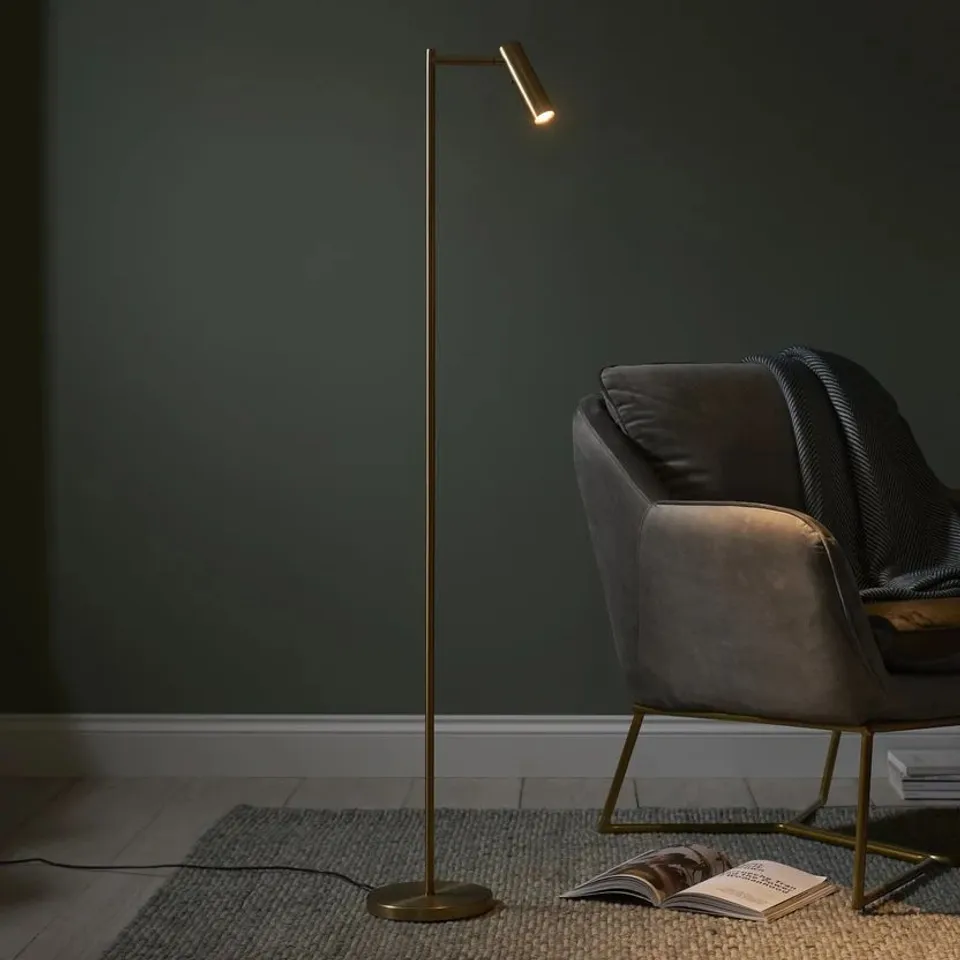 BOXED ENDON DEDICATED READER 1 LIGHT LED FLOOR LAMP WARM BRASS PLATE