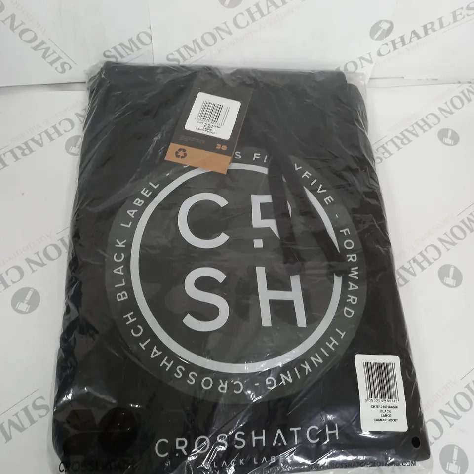 BAGGED CROSSHATCH BLACK HOODY SIZE L