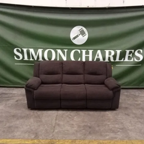 ALBION FABRIC 3 SEATER HIGH BACK MANUAL RECLINER SOFA - CHARCOAL 