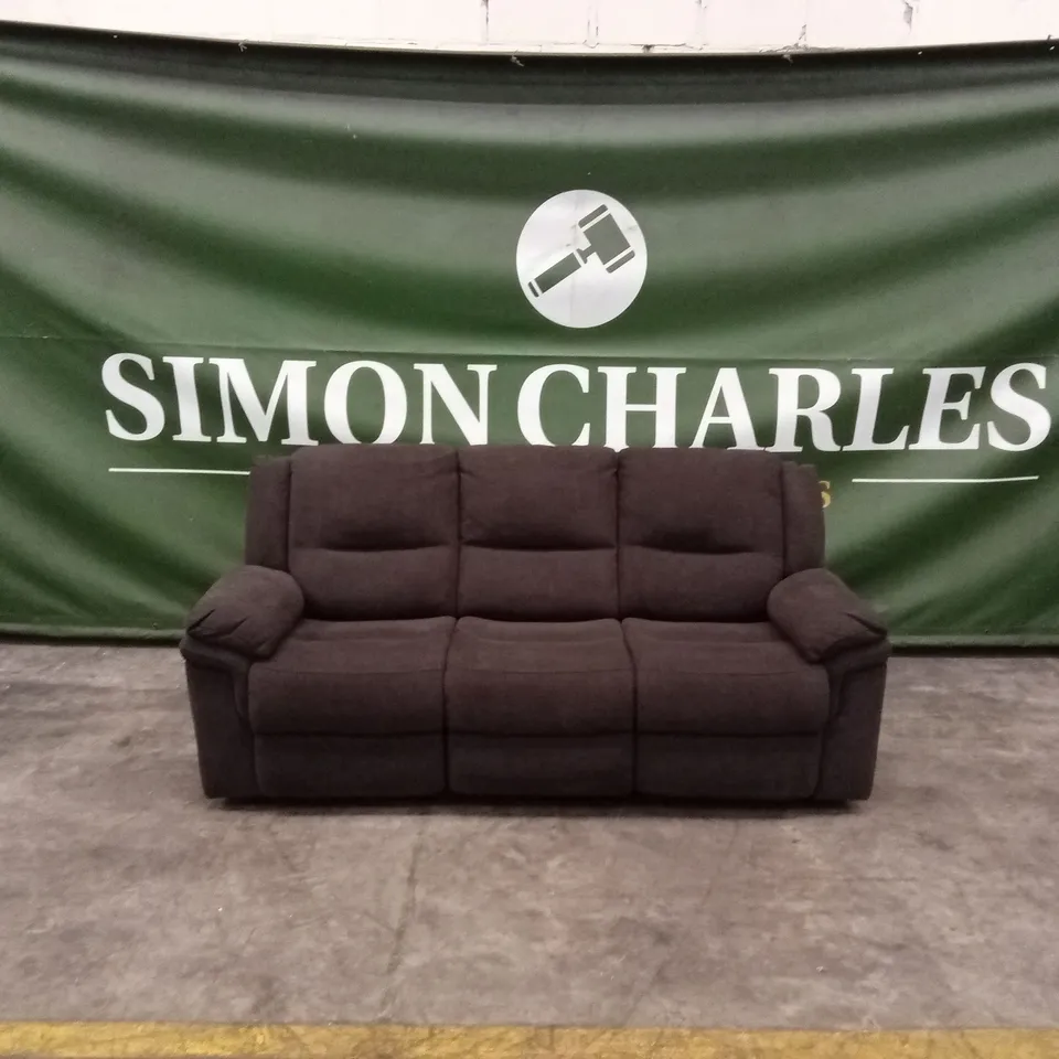 ALBION FABRIC 3 SEATER HIGH BACK MANUAL RECLINER SOFA - CHARCOAL 