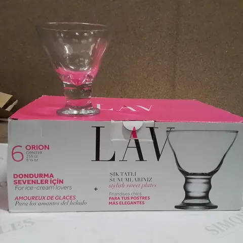 BOX CONTAINING 6 LAVA ICE CREAM GLASSES