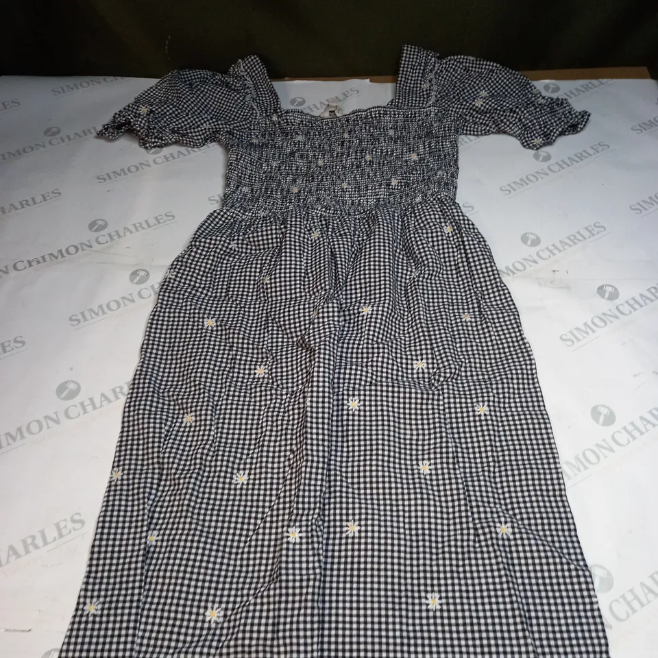 WOMENS CHEQUERED AND FLORAL PATTERN DRESS SIZE 12