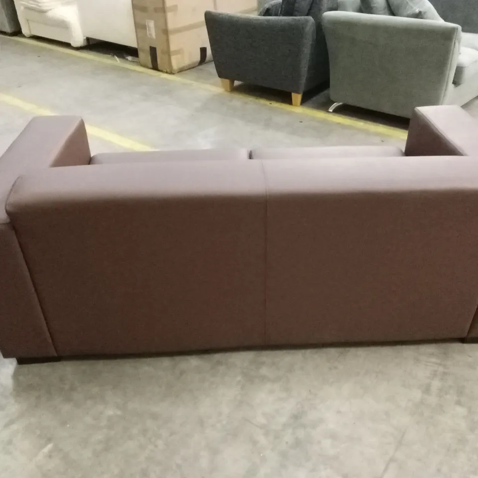 QUALITY DESIGNER MALLARD FAUX LEATHER 2 SEATER SOFA - BROWN