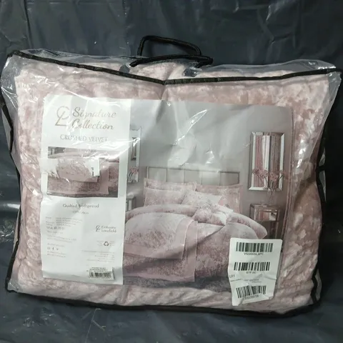 CATHERINE LANSFIELD CRUSHED VELVET BEDSPREAD THROW - PINK - 220CM X 220CM