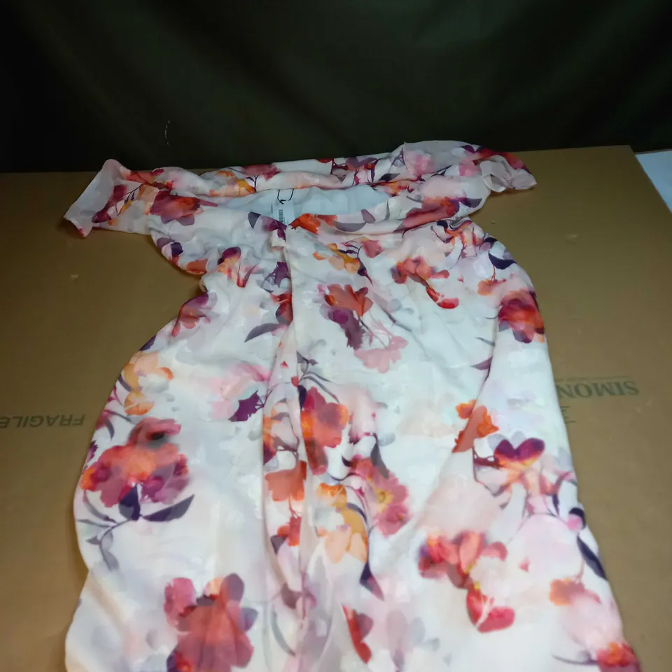 RUFFLE WRAP ANGEL SLEEVE MAXI DRESS SIZE 12
