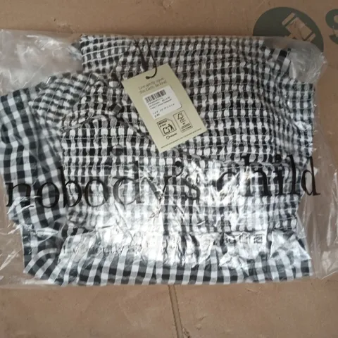 BAGGED NOBODY'S CHILD PETITE CARMEN JUMPSUIT IN BLACK/WHITE SIZE UK 8