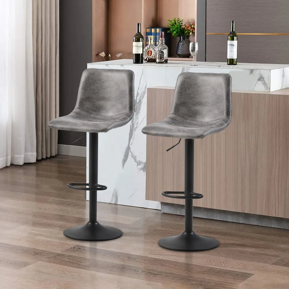 BOXED SET OF 2 FAUX LEATHER BAR STOOLS (1 BOX)
