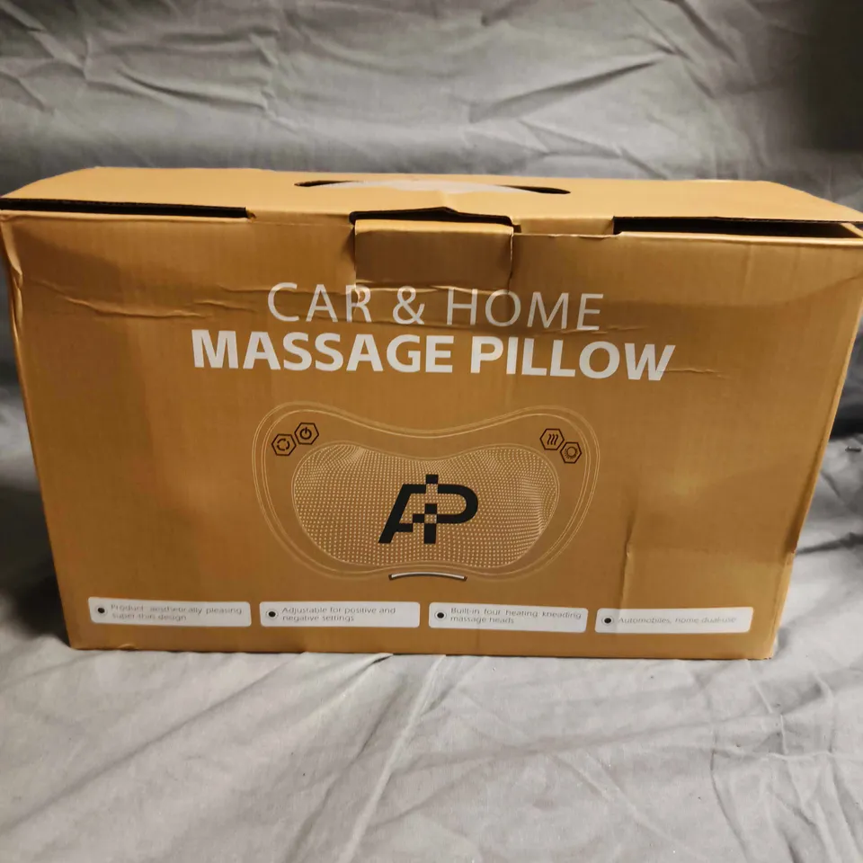 CAR & HOME MASSAGE PILLOW – BLACK, WITH CAR CHARGER & MAINS ADAPTOR (BOXED)