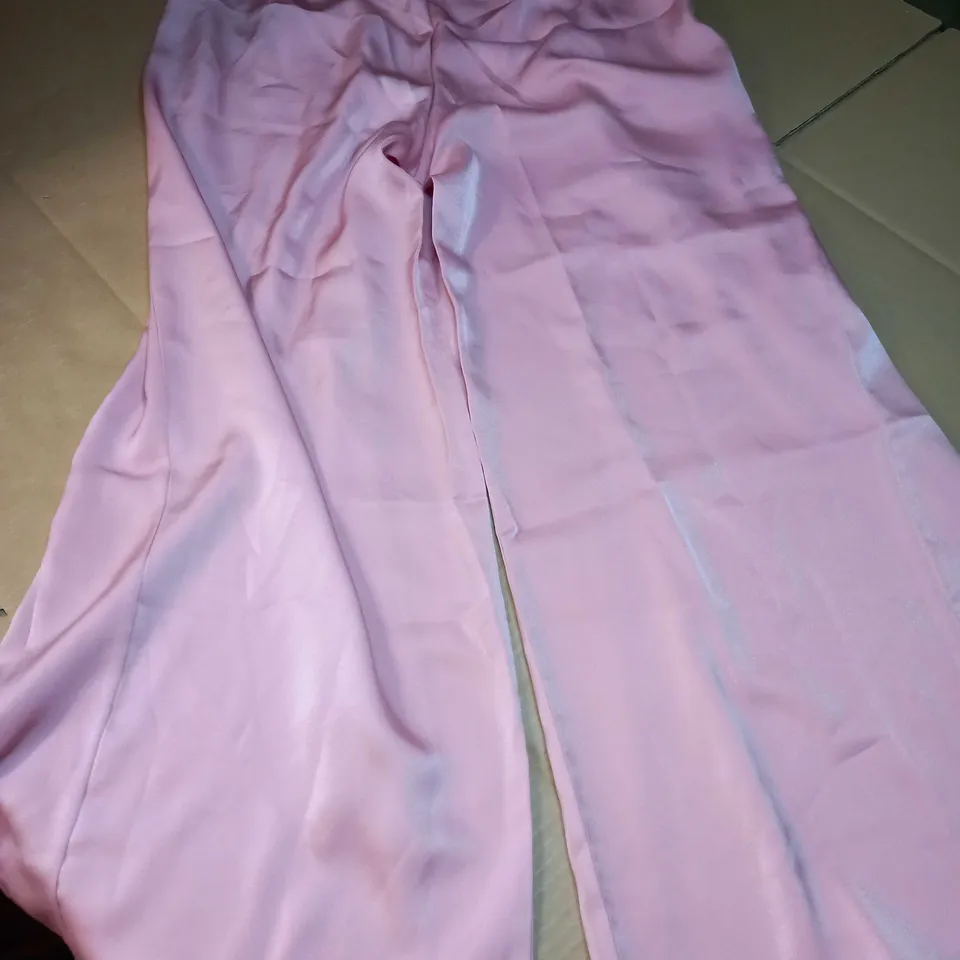 DESIGNER DUSTY PINK SATIN WIDE LEG TROUSERS