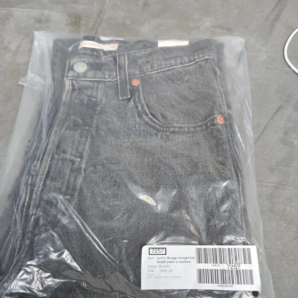 LEVI'S RIBCAGE STRAIGHT JEANS - WASHED BLACK, MEN'S WAIST 26 X L32