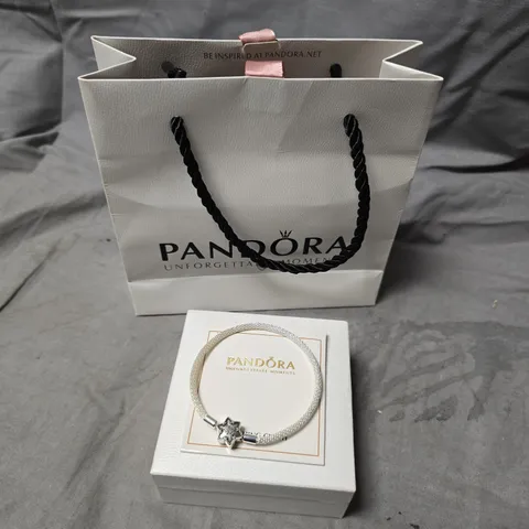 PANDORA SILVER MESH BRACELET WITH STAR CHARM S925 ALE
