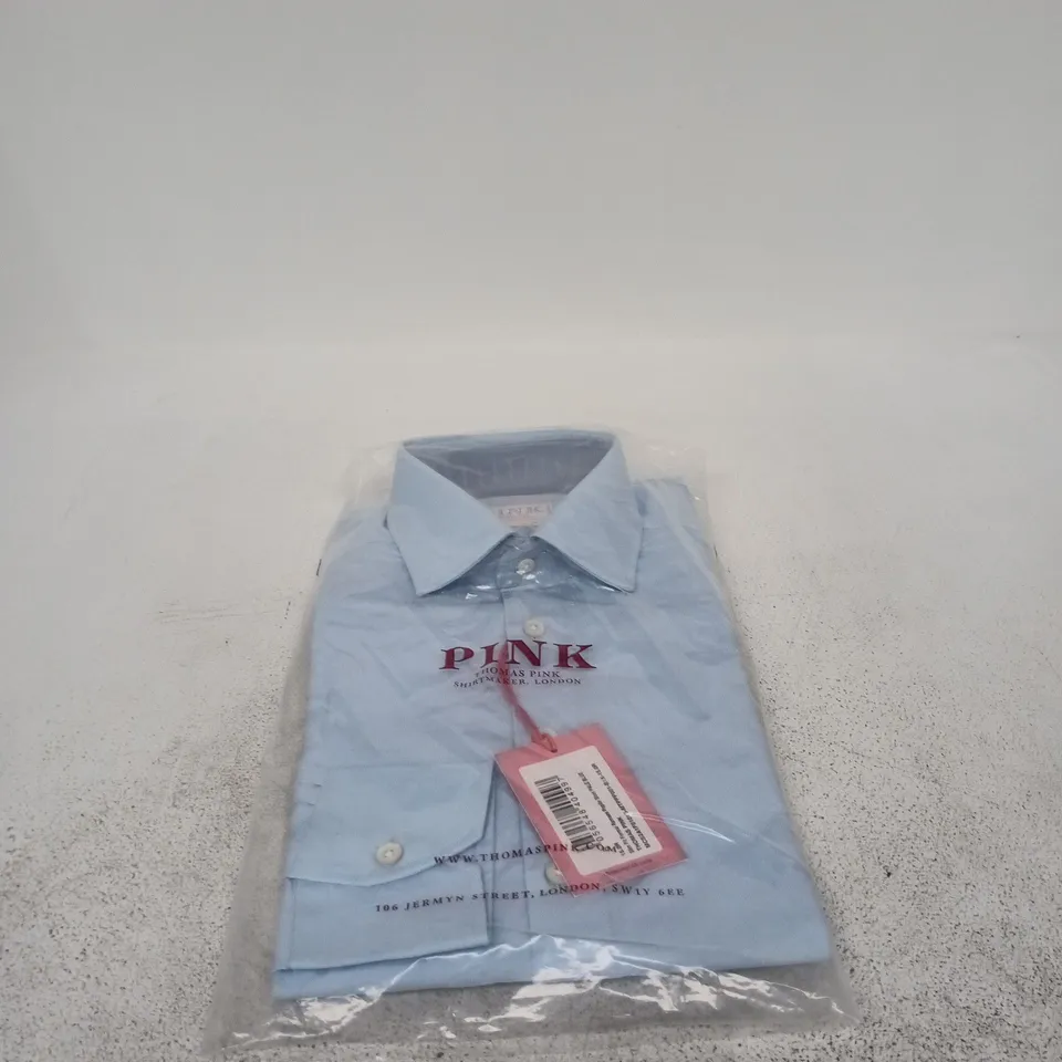 THOMAS PINK LONDON SLIM FIT FORMAL RAMSES POPLIN SHIRT PALE BLUE 15" REGULAR 
