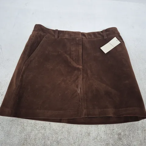 ABERCROMBIE & FITCH BROWN SUEDE-LOOK MINI SKIRT, SIZE M