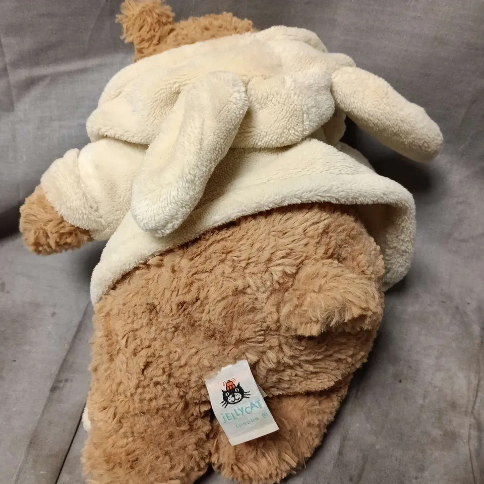 JELLYCAT LONDON TEDDY PLUSH IN CREAM HOODED ROBE