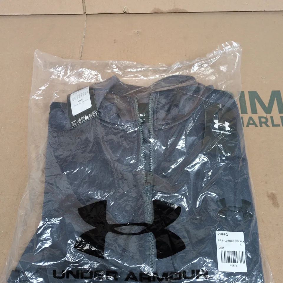 UNDER ARMOUR RIVAL KNIT TRACK SUIT – CASTLE ROCK / BLACK, MEN'S UK SIZE L (TWO PIECE SET)