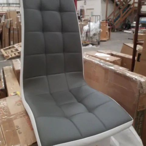 BOXED VIENNA DINING CHAIRS (SET OF 2) - GREY PU & WHITE SIDE 