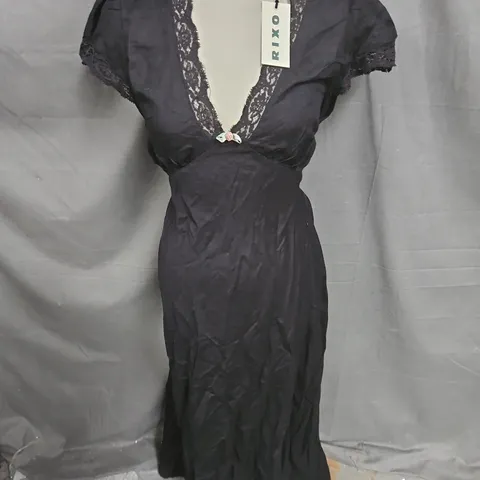 RIXO CLARICE DRESS IN BLACK SIZE S