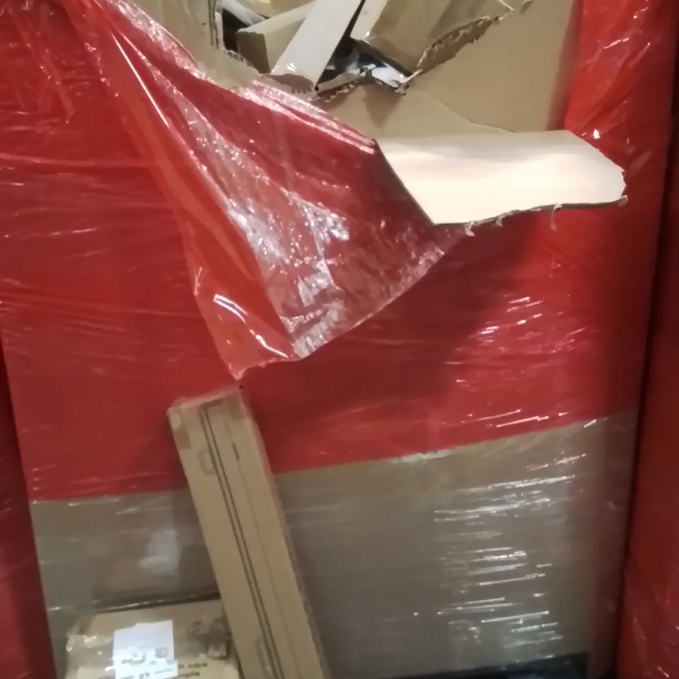 PALLET OF ASSORTED HOUSEHOLD GOODS AND PRODUCTS TO INCLUDE;ANGLE GRINDER,RETRACTABLE SAFETY GATE,AIR COOLER