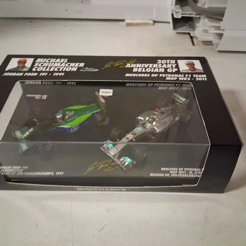MINICHAMPS MICHAEL SCHUMACHER COLLECTION 2-CAR DIE-CAST F1 SET: JORDAN FORD 191-1991 & MERCEDES GP PETRONAS MGP W02 (2011)
