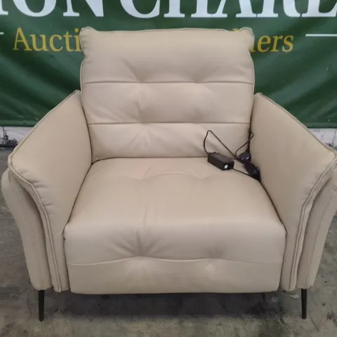 QUALITY ITALIAN DESIGNER BOLZANO ELECTRIC RECLINER CHAIR - BEIGE LEATHER