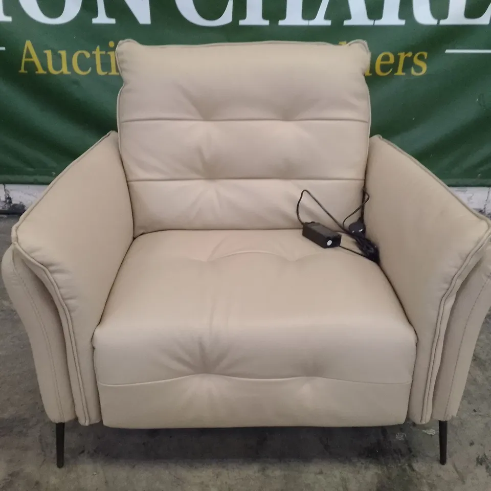 QUALITY ITALIAN DESIGNER BOLZANO ELECTRIC RECLINER CHAIR - BEIGE LEATHER