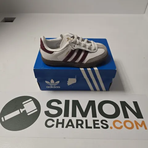 BOXED PAIR OF ADIDAS SAMBA OG INFANT WHITE TRAINERS - UK 6K