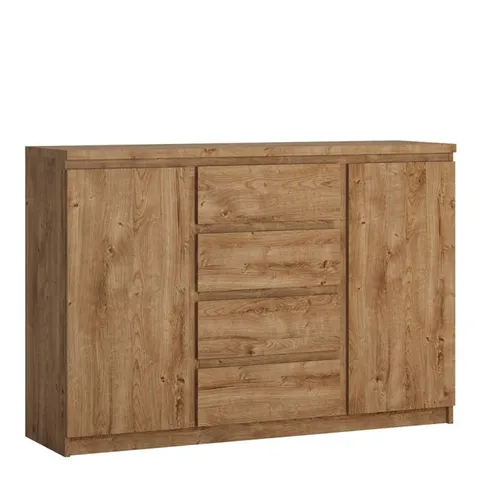 BOXED FRIBO 2 DOOR 4 DRAWER SIDEBOARD IN OAK (2 BOXES)
