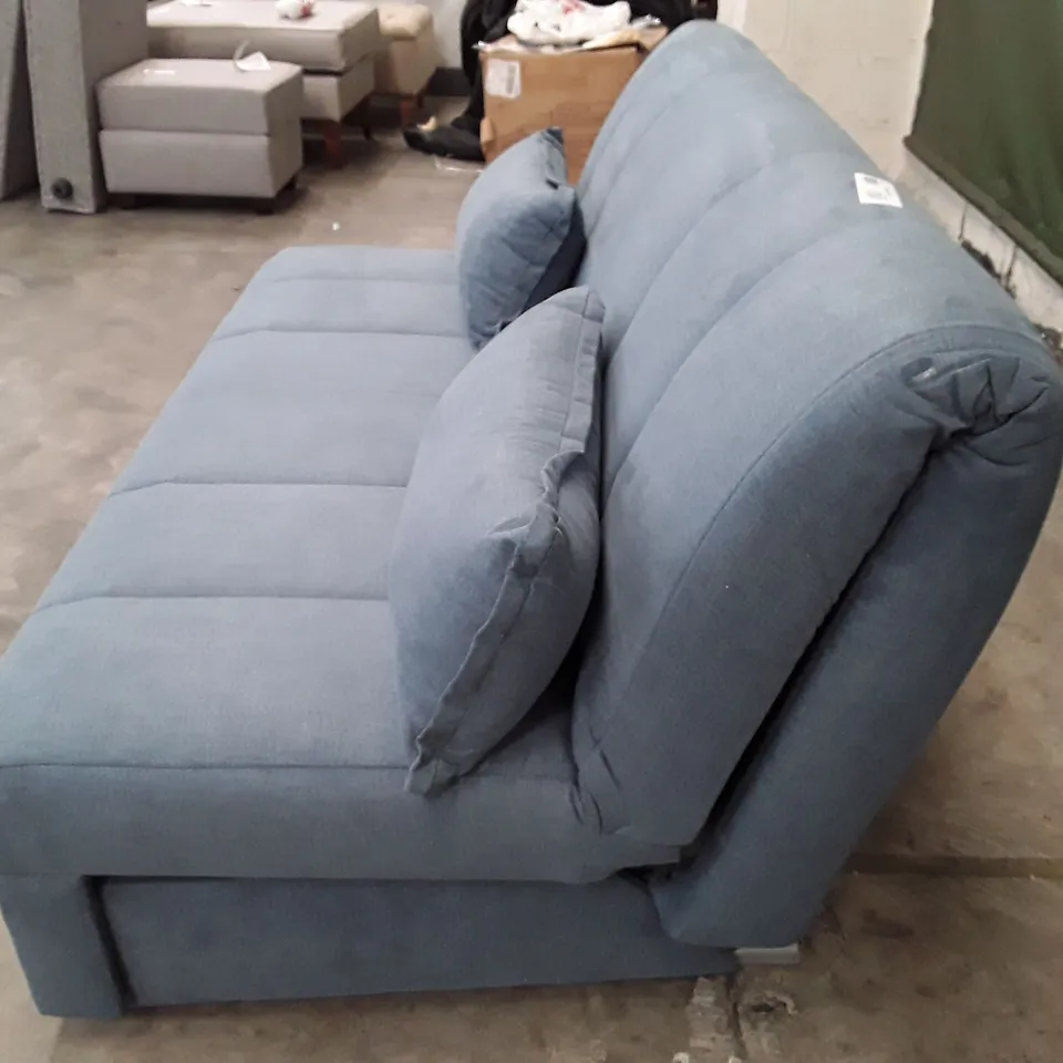 QUALITY DESIGNER APPLEY 2.5 SEAT SOFA BED - BLUE FABRIC