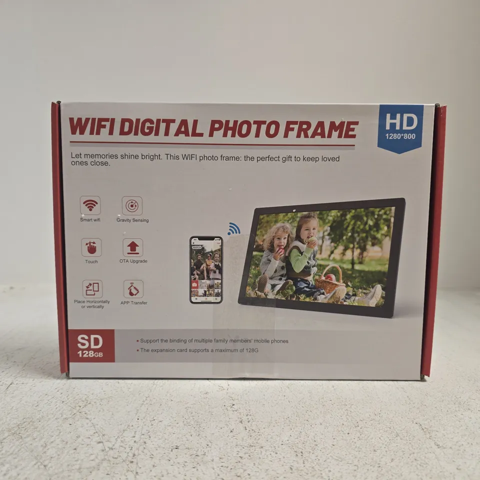 WIFI DIGITAL PHOTO FRAME – HD 1280X800, 128GB SD CARD