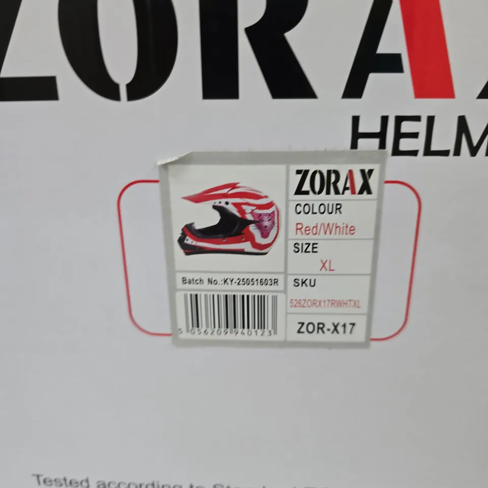ZORAX MOTORCYCLE HELMET – RED & WHITE GRAPHIC, XL