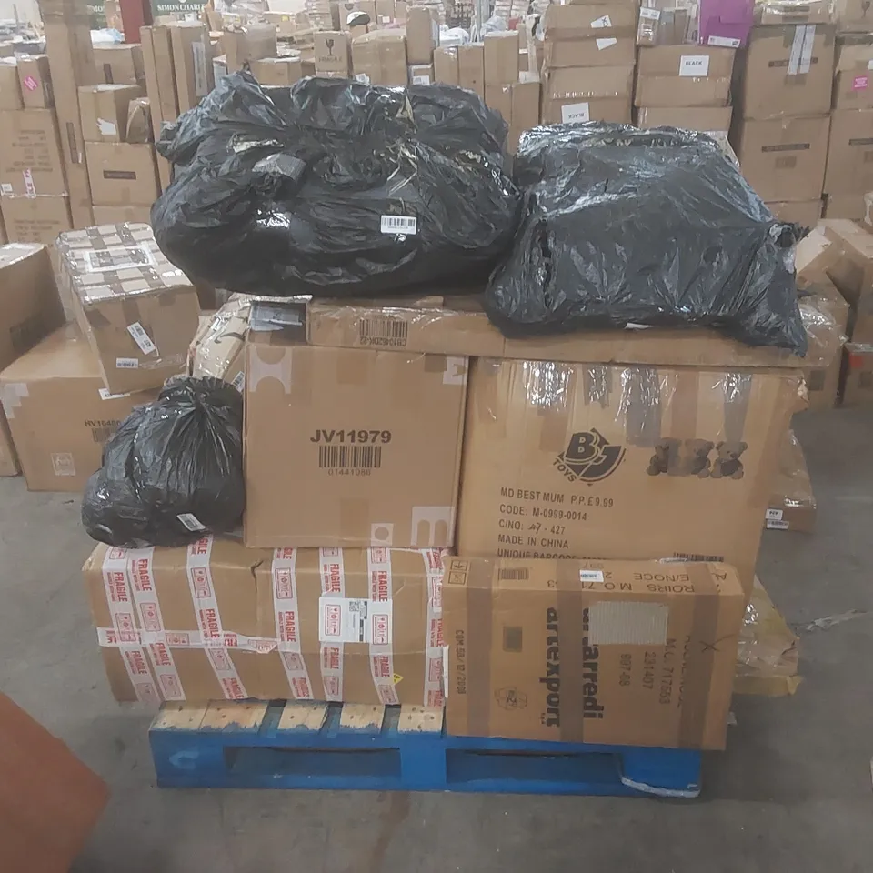 PALLET OF ASSORTED HOUSEHOLD GOODS AND INCOMPLETE FURNITURE PARTS 