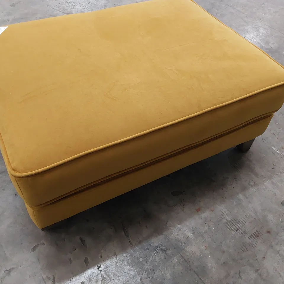 QUALITY BRITISH MADE LOUNGE Co RECTANGULAR FOOTSTOOL GOLD PLUSH FABRIC 