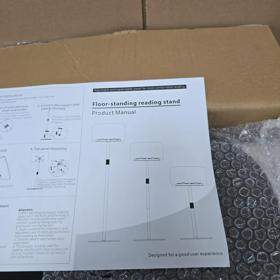 FLOOR STANDING READING STAND BOXED WITH INSTRUCTIONS