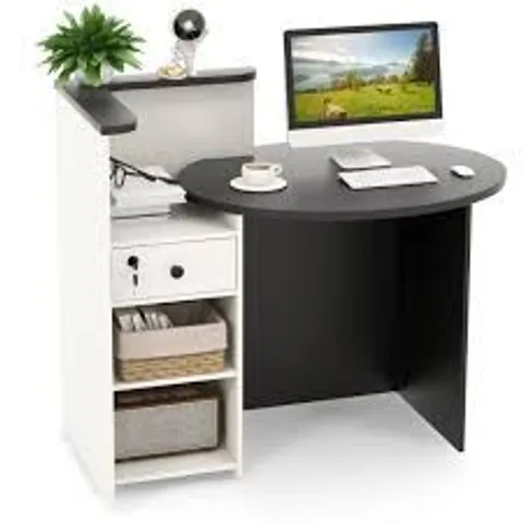 BOXED COSTWAY CORNER FRONT RECEPTION COUNTER DESK WITH LOCKABLE DRAWER 