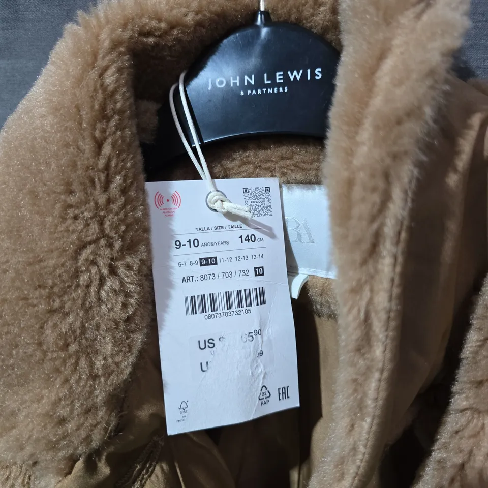 ZARA KIDS FAUX FUR COAT, BROWN, UK 9-10 (9-10 YEARS)