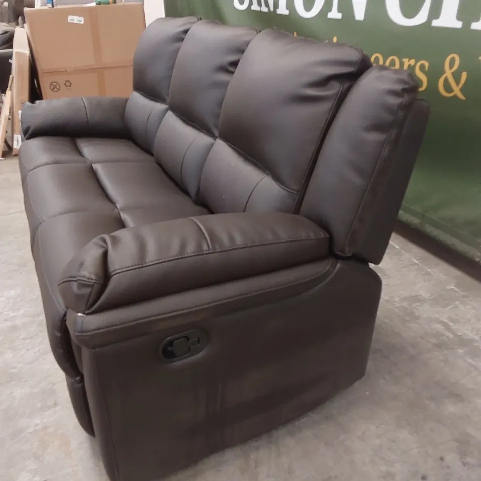 ALBION LUXURY FAUX LEATHER 3 SEATER HIGH BACK MANUAL RECLINER SOFA RRP £749