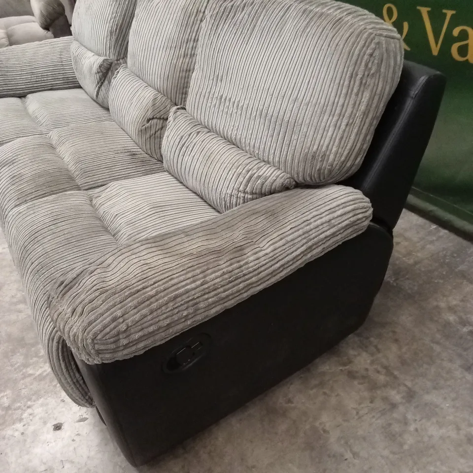 SIENNA FABRIC/FAUX LEATHER HIGH BACK 3 SEATER MANUAL RECLINER SOFA