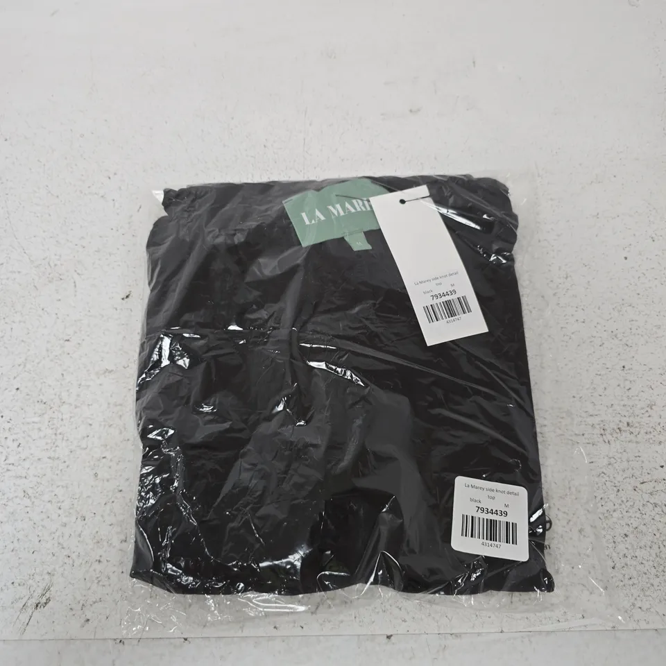 LA MAREY SIDE KNOT DETAIL TOP – BLACK, SIZE M