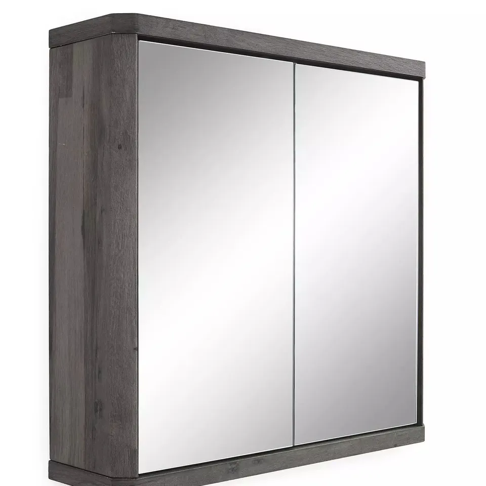 HARLEM 2 DOOR MIRRORED BATHROOM WALL CABINET - BLACK OAK