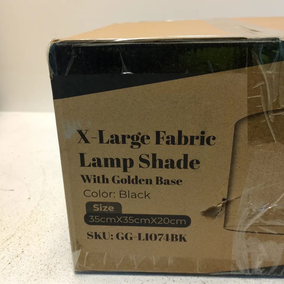 GIGGI X-LARGE FABRIC LAMP SHADE WITH GOLDEN BASE – BLACK, 35X35X20 CM (SKU GG-L1074BK)