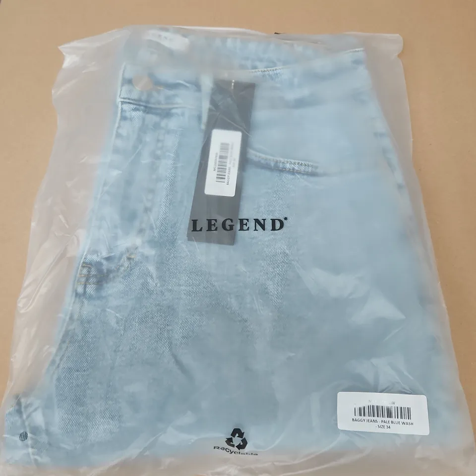 BAGGED LEGEND BAGGY JEANS IN PALE BLUE WASH - SIZE 34