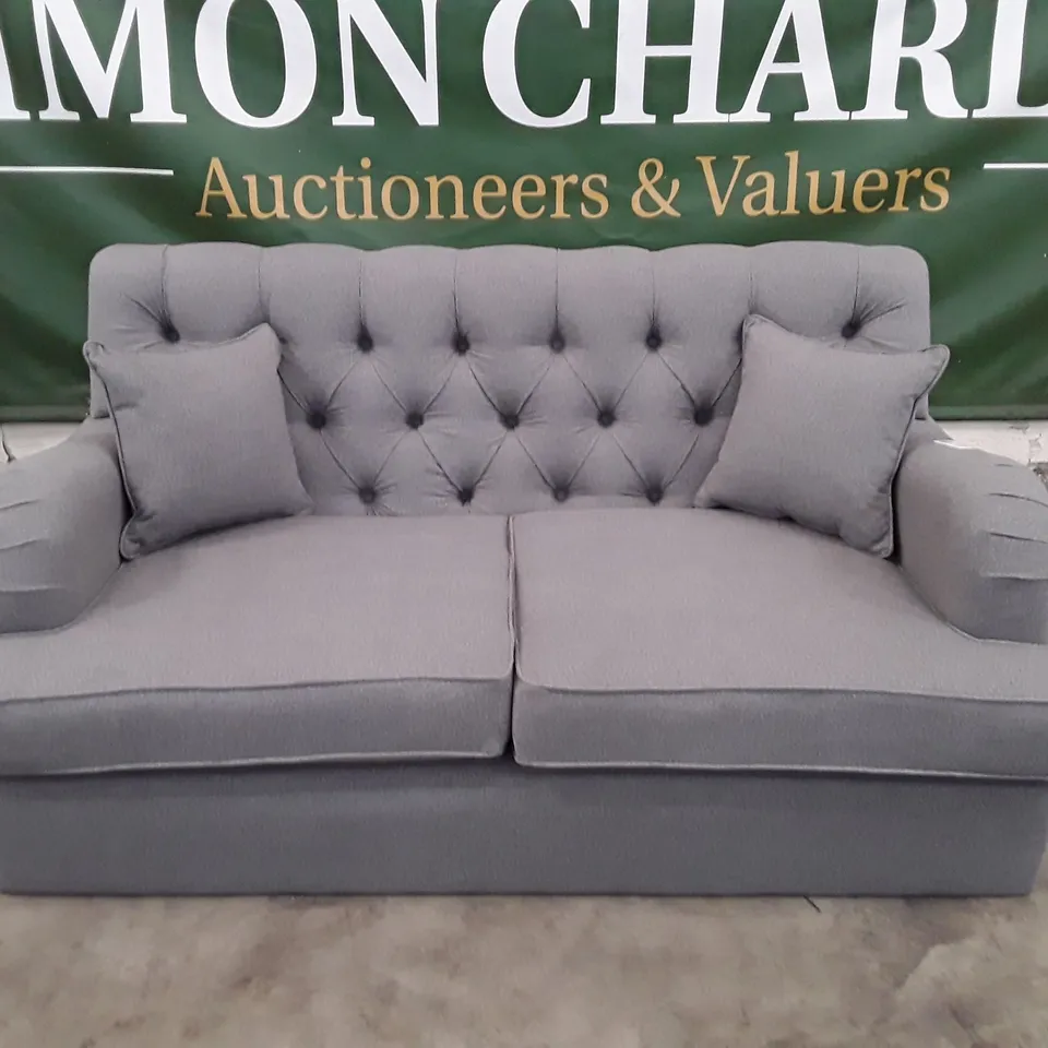 QUALITY DESIGNER FOXCOTE 2 SEATER SOFA - FOG FABRIC